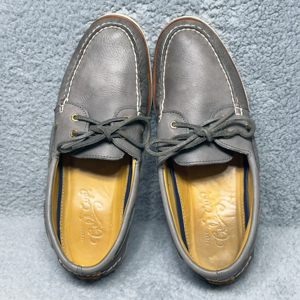 Sperry Gold Cup A/O 2-Eye Mens Size 11 Boat Shoes Soft Gray Leather STS23217